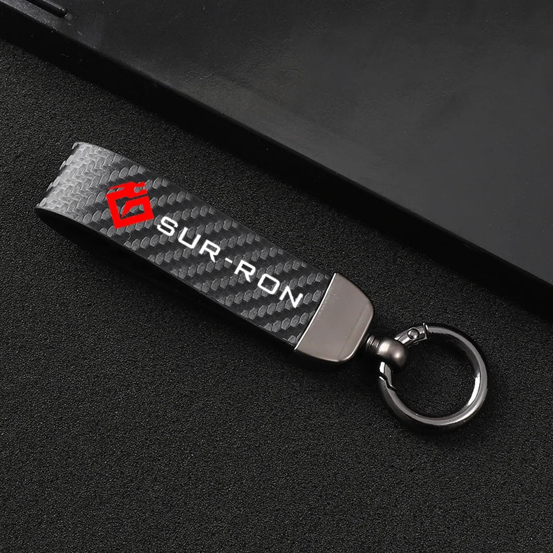 Leather Carbon Fibre Surron Key Chain