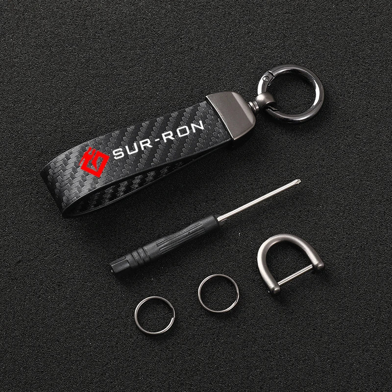 Leather Carbon Fibre Surron Key Chain