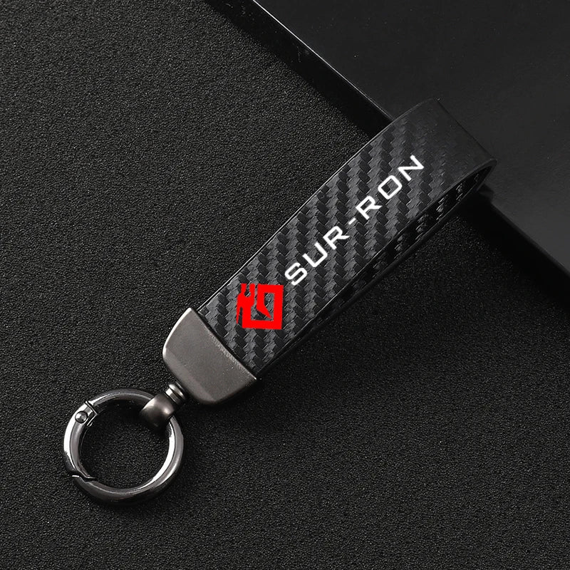 Leather Carbon Fibre Surron Key Chain