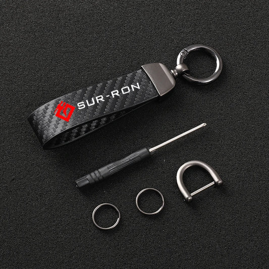 Leather Carbon Fibre Surron Key Chain