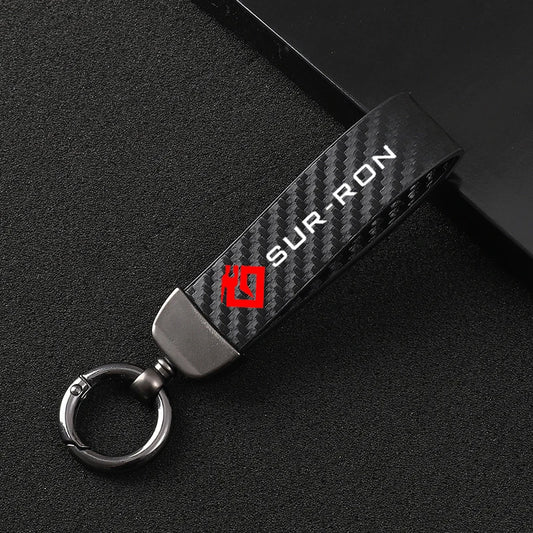 Leather Carbon Fibre Surron Key Chain